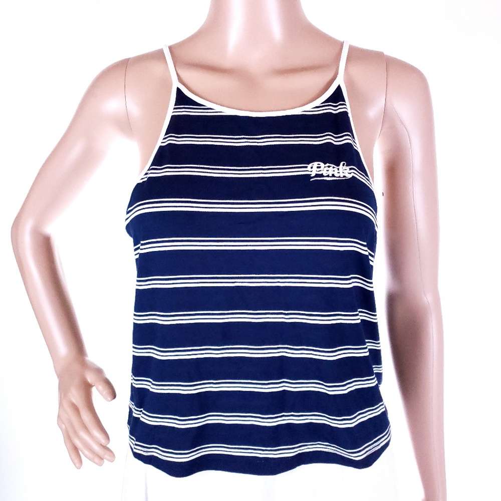 PINK Victoria's Secret Women Tank Top Crop Striped Size S - NWT